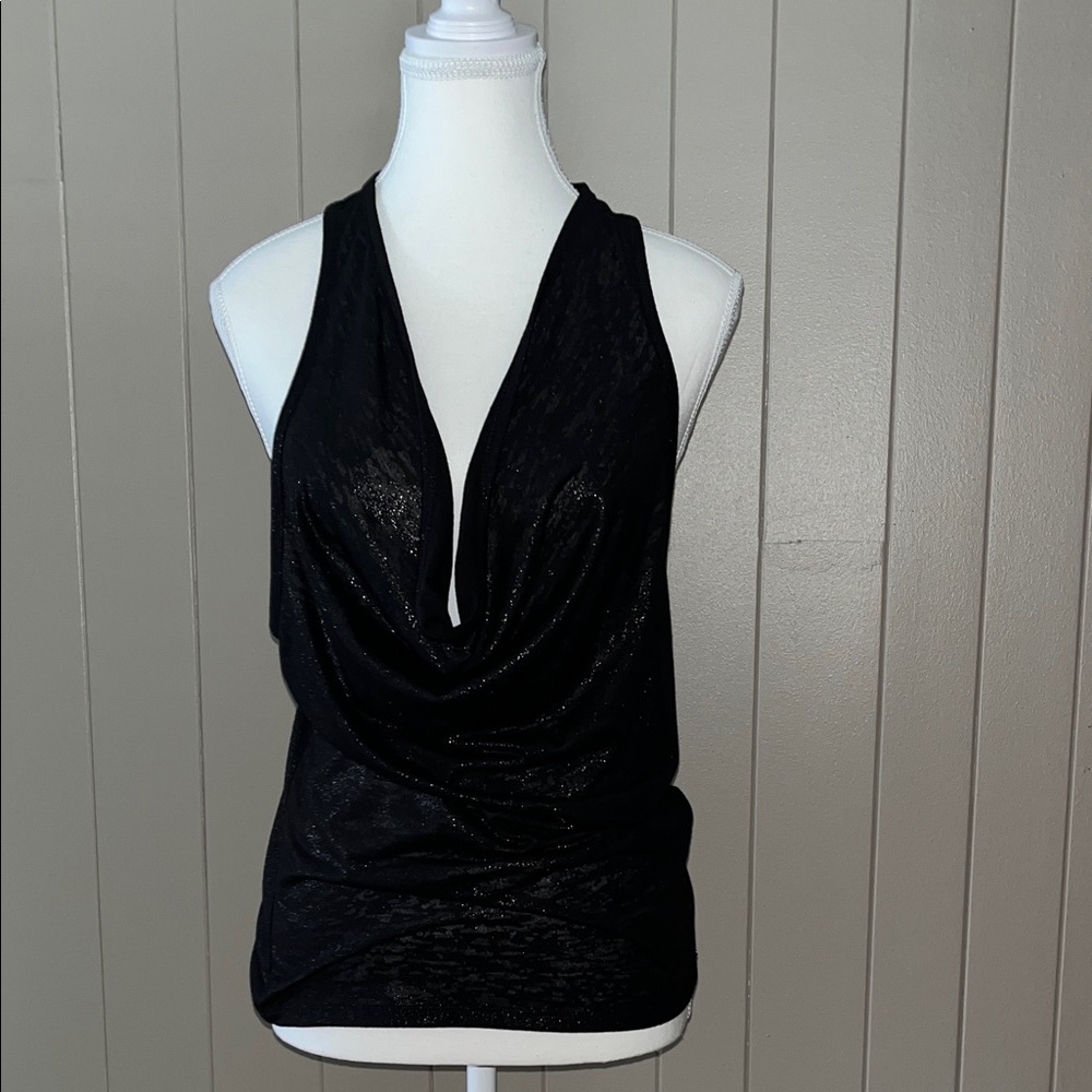 NWOT - Guess Shimmering Black Draped Tank Top